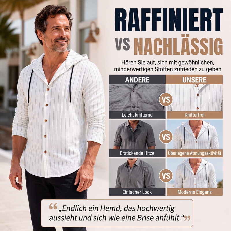 📢📢50%Rabatt!!!🎉✨Gestreeptes Langarm-Kapuzenhemd für Herren
