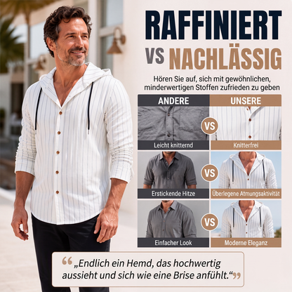 📢📢50%Rabatt!!!🎉✨Gestreeptes Langarm-Kapuzenhemd für Herren