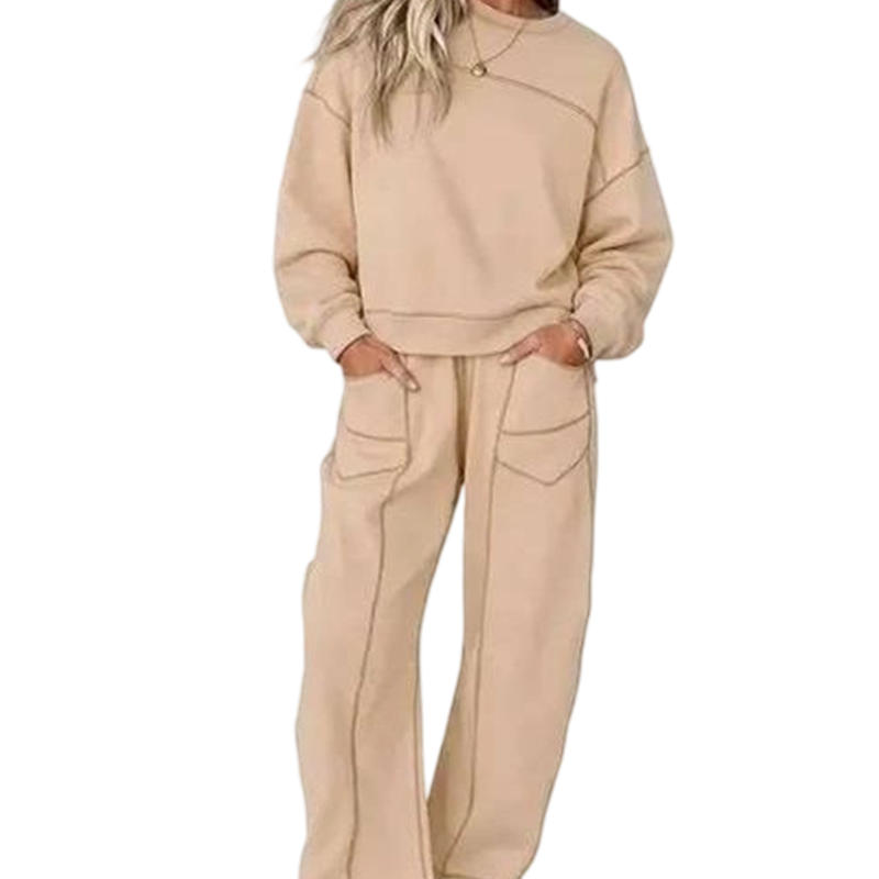 📢📢50% Rabatt!!! 🎉✨ Damen-Set aus Pullover-Sweatshirt & Weithosen – Kuscheliges Sweatshirt trifft auf modische Weithose