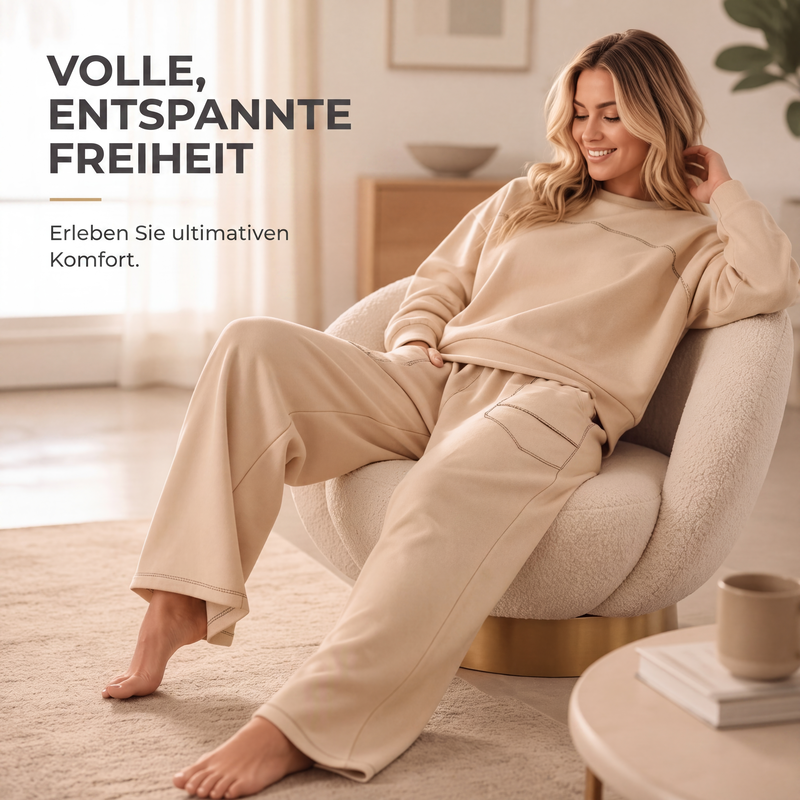 📢📢50% Rabatt!!! 🎉✨ Damen-Set aus Pullover-Sweatshirt & Weithosen – Kuscheliges Sweatshirt trifft auf modische Weithose