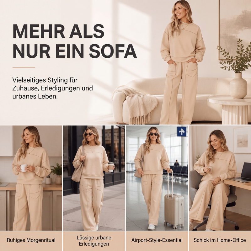 📢📢50% Rabatt!!! 🎉✨ Damen-Set aus Pullover-Sweatshirt & Weithosen – Kuscheliges Sweatshirt trifft auf modische Weithose