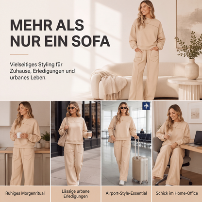 📢📢50% Rabatt!!! 🎉✨ Damen-Set aus Pullover-Sweatshirt & Weithosen – Kuscheliges Sweatshirt trifft auf modische Weithose