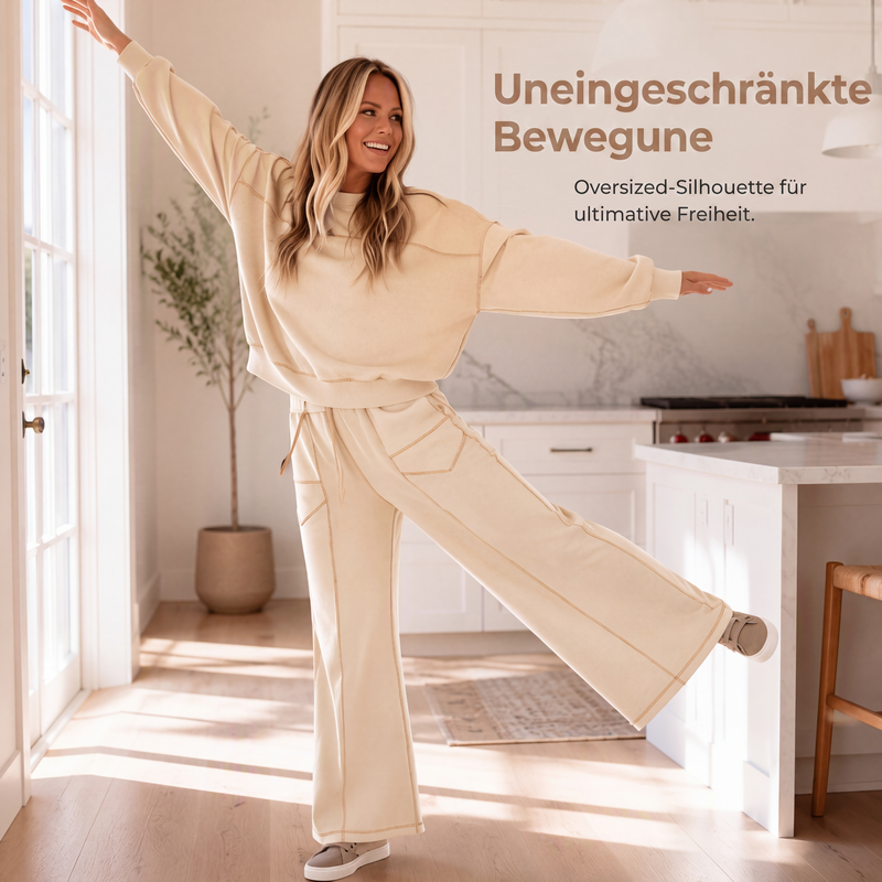 📢📢50% Rabatt!!! 🎉✨ Damen-Set aus Pullover-Sweatshirt & Weithosen – Kuscheliges Sweatshirt trifft auf modische Weithose