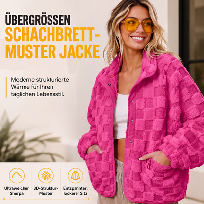 📢📢50% Rabatt!!! 🎉✨ Plüschjacke mit Karomuster & Druckknöpfen für Damen