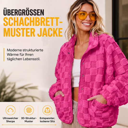 📢📢50% Rabatt!!! 🎉✨ Plüschjacke mit Karomuster & Druckknöpfen für Damen