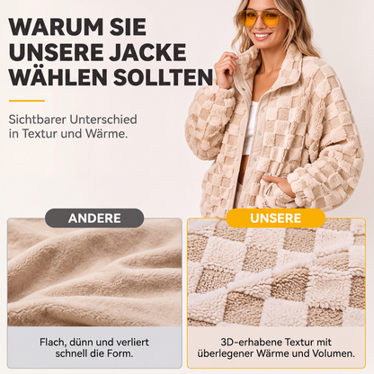 📢📢50% Rabatt!!! 🎉✨ Plüschjacke mit Karomuster & Druckknöpfen für Damen