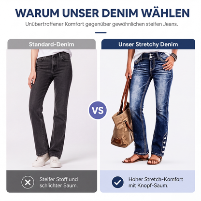 👖 50 % RABATT | Flexible Passform & moderner Slim-Look – Damen Stretch-Jeans mit Knopfdetails