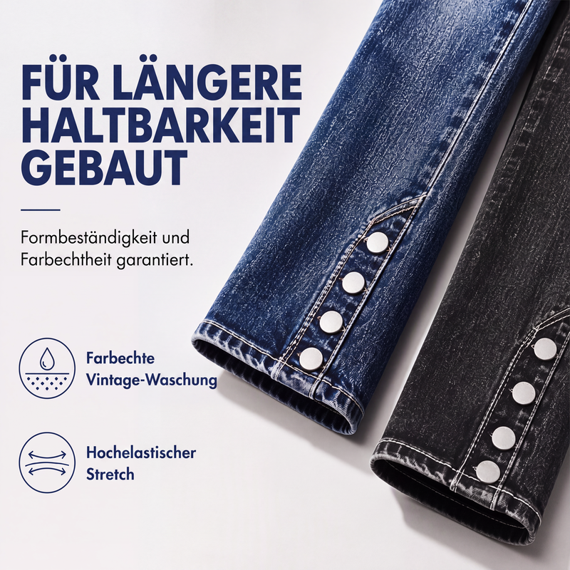 👖 50 % RABATT | Flexible Passform & moderner Slim-Look – Damen Stretch-Jeans mit Knopfdetails