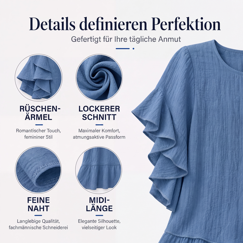📢📢50%Rabatt!!!🎉✨Damen Sommer Kleid mit lockeren Rüschenärmeln