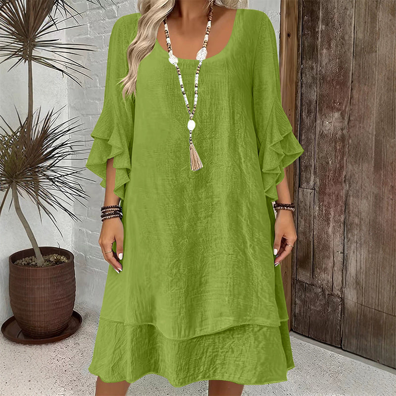 📢📢50%Rabatt!!!🎉✨Damen Sommer Kleid mit lockeren Rüschenärmeln