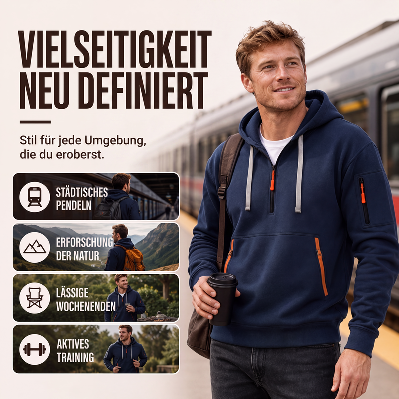 📢📢50%Rabatt!!!🎉✨Herren-Casual-Sport-Hoodie mit Viertelreißverschluss