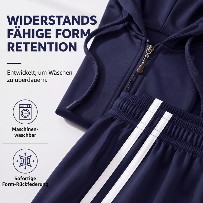 📢🎉50%Rabatt!!!🛍️✨Gestreept Damespak met Capuchon en Rits, Bestaande uit Capuchontrui en Broek