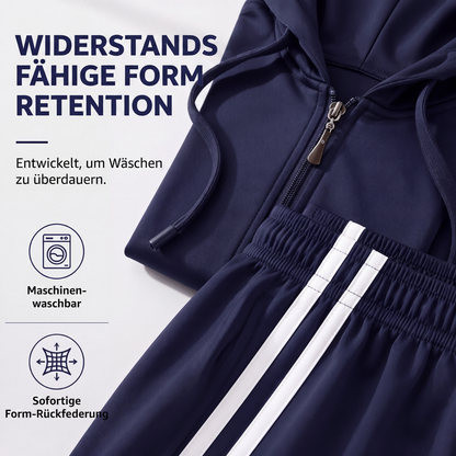 📢🎉50%Rabatt!!!🛍️✨Gestreept Damespak met Capuchon en Rits, Bestaande uit Capuchontrui en Broek