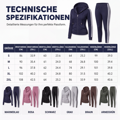 📢🎉50%Rabatt!!!🛍️✨Gestreept Damespak met Capuchon en Rits, Bestaande uit Capuchontrui en Broek