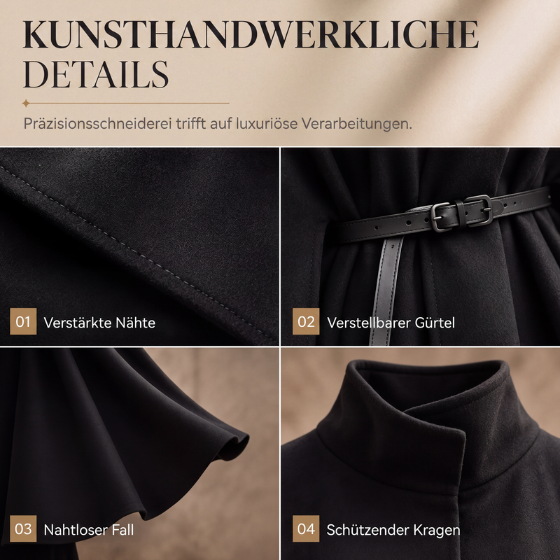 📢📢50% Rabatt!!! 🎉✨ Eleganter Cape-Mantel mit Stehkragen für Damen