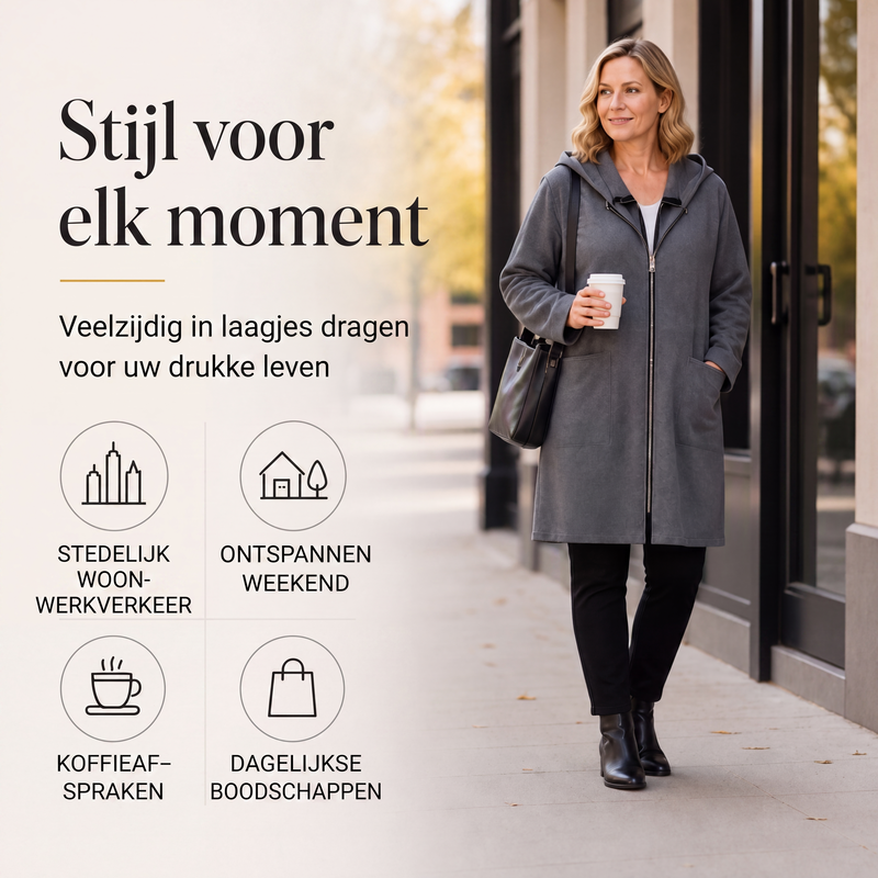 📢📢50% Rabatt!!! 🎉✨ Mittellange Damenjacke mit Kapuze & 2 Reißverschlüssen