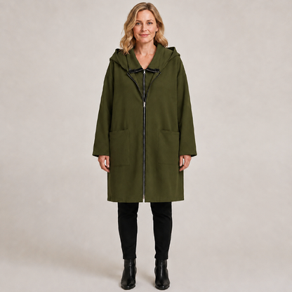 📢📢50% Rabatt!!! 🎉✨ Mittellange Damenjacke mit Kapuze & 2 Reißverschlüssen