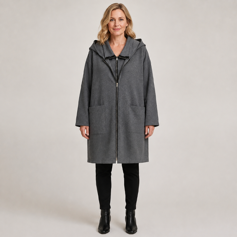 📢📢50% Rabatt!!! 🎉✨ Mittellange Damenjacke mit Kapuze & 2 Reißverschlüssen