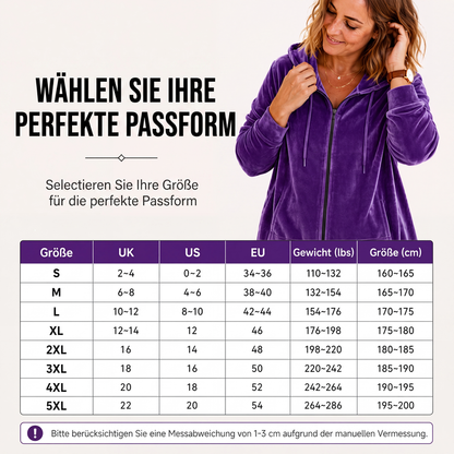 🌸 Samt-Kapuzenjacke – Komfort & Eleganz vereint – Perfekt für alle, die luxuriöse Materialien und lässigen Stil lieben – der weiche Samt verleiht jedem Outfit eine edle Note. Jetzt 50% Rabatt!