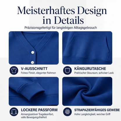 📢📢50% Rabatt!!! 🎉✨ Legeres Damen-Sweatshirt mit V-Ausschnitt & Knöpfen – Lässiger V-Ausschnitt, praktische Knopfleiste und weiches Material – perfekt für einen entspannten Look im Alltag & in der Freizeit. Jetzt -50%!
