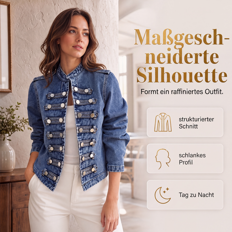 📢📢50%Rabatt!!!🎉✨Damen-Jeansjacke im Vintage-Stil mit symmetrischen Knöpfen