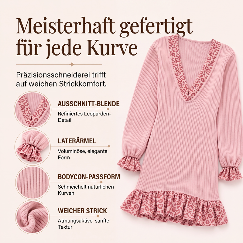 📢🎉50%Rabatt!!!🛍️✨Damen Strickkleid mit V-Ausschnitt und Laternenärmeln