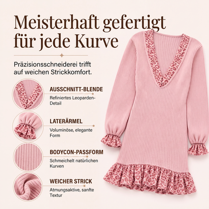 📢🎉50%Rabatt!!!🛍️✨Damen Strickkleid mit V-Ausschnitt und Laternenärmeln