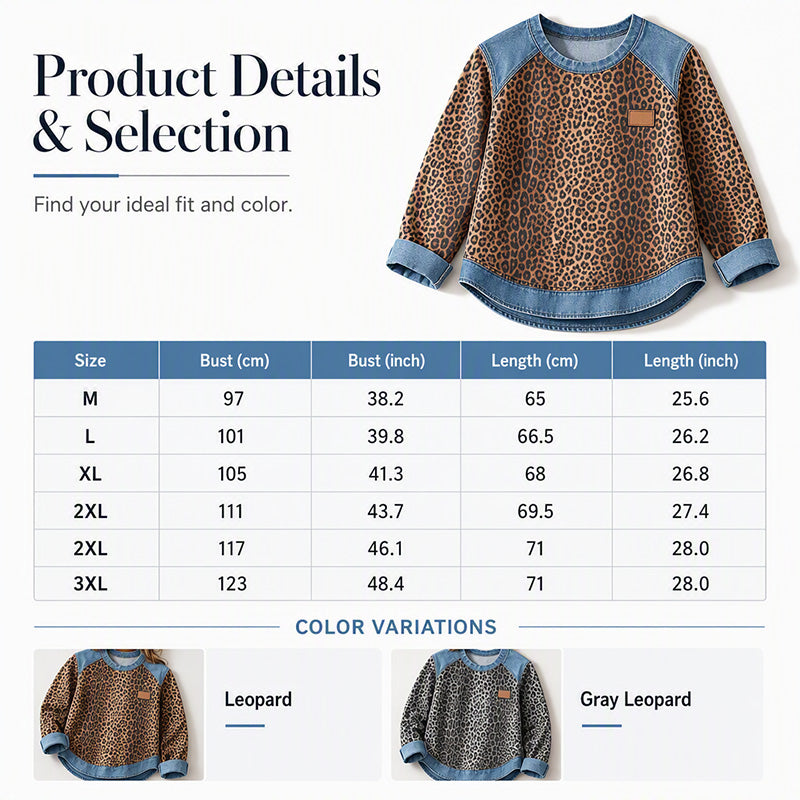 📢📢50% Rabatt!!! 🎉✨ Damen-Sweatshirt mit Leopardenmuster & Rundhalsausschnitt