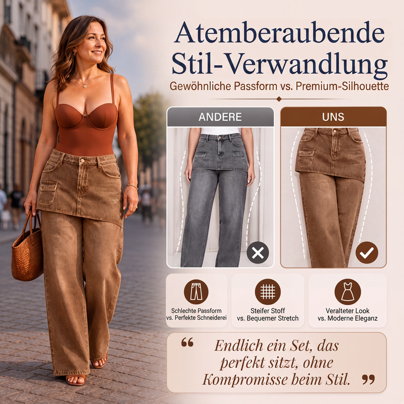 📢📢50% Rabatt!!! 🎉✨ Damen-Lagenrock über Denim-Jeans – Modischer Denim-Lagenrock, vielseitig kombinierbar und perfekt für den Layering-Look – ideal für einen trendigen Auftritt im Alltag & in der Freizeit. Jetzt -50%!