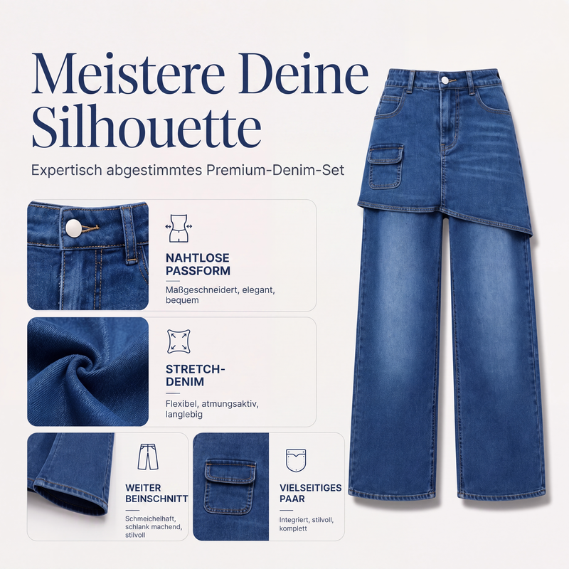 📢📢50% Rabatt!!! 🎉✨ Damen-Lagenrock über Denim-Jeans – Modischer Denim-Lagenrock, vielseitig kombinierbar und perfekt für den Layering-Look – ideal für einen trendigen Auftritt im Alltag & in der Freizeit. Jetzt -50%!