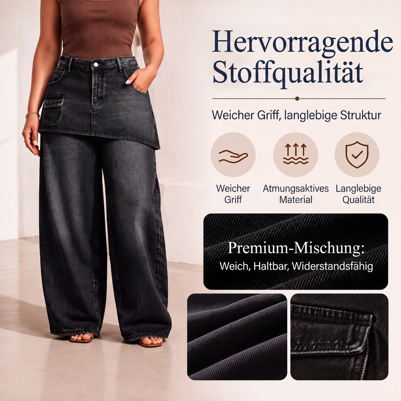 📢📢50% Rabatt!!! 🎉✨ Damen-Lagenrock über Denim-Jeans – Modischer Denim-Lagenrock, vielseitig kombinierbar und perfekt für den Layering-Look – ideal für einen trendigen Auftritt im Alltag & in der Freizeit. Jetzt -50%!