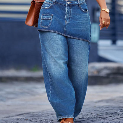 📢📢50% Rabatt!!! 🎉✨ Damen-Lagenrock über Denim-Jeans – Modischer Denim-Lagenrock, vielseitig kombinierbar und perfekt für den Layering-Look – ideal für einen trendigen Auftritt im Alltag & in der Freizeit. Jetzt -50%!