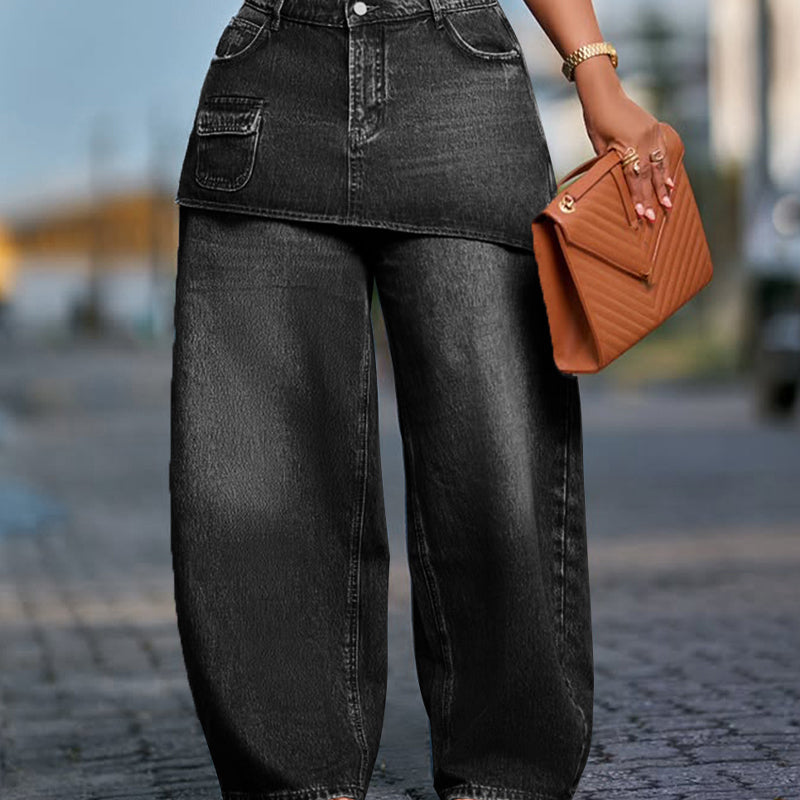 📢📢50% Rabatt!!! 🎉✨ Damen-Lagenrock über Denim-Jeans – Modischer Denim-Lagenrock, vielseitig kombinierbar und perfekt für den Layering-Look – ideal für einen trendigen Auftritt im Alltag & in der Freizeit. Jetzt -50%!