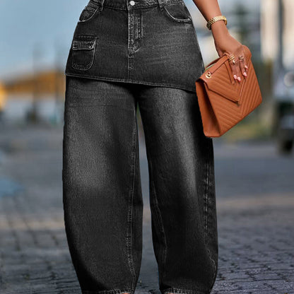 📢📢50% Rabatt!!! 🎉✨ Damen-Lagenrock über Denim-Jeans – Modischer Denim-Lagenrock, vielseitig kombinierbar und perfekt für den Layering-Look – ideal für einen trendigen Auftritt im Alltag & in der Freizeit. Jetzt -50%!