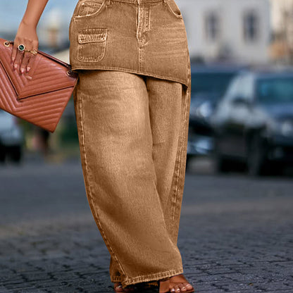 📢📢50% Rabatt!!! 🎉✨ Damen-Lagenrock über Denim-Jeans – Modischer Denim-Lagenrock, vielseitig kombinierbar und perfekt für den Layering-Look – ideal für einen trendigen Auftritt im Alltag & in der Freizeit. Jetzt -50%!