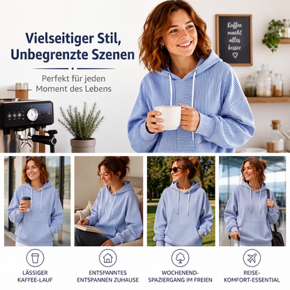 📢📢50%Rabatt!!!🎉✨Gestreefter Patchwork-Hoodie für Damen