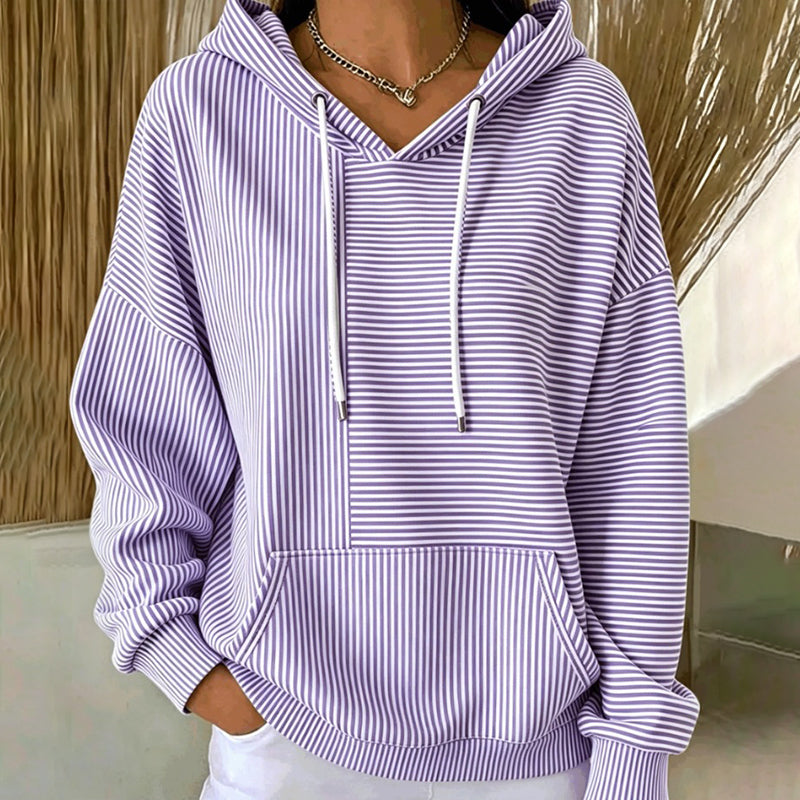 📢📢50%Rabatt!!!🎉✨Gestreefter Patchwork-Hoodie für Damen