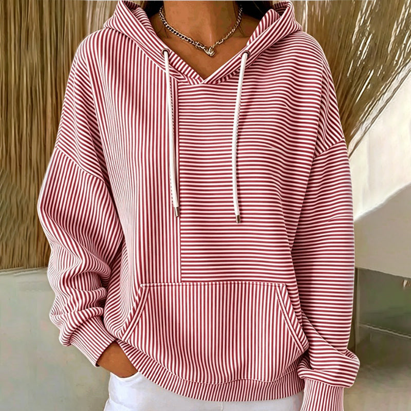 📢📢50%Rabatt!!!🎉✨Gestreefter Patchwork-Hoodie für Damen