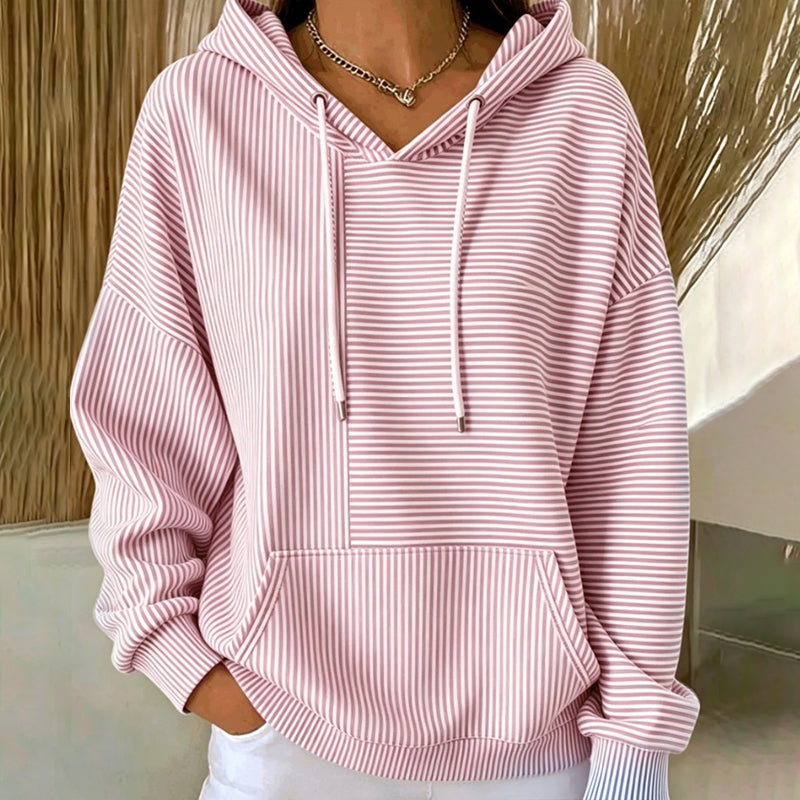 📢📢50%Rabatt!!!🎉✨Gestreefter Patchwork-Hoodie für Damen