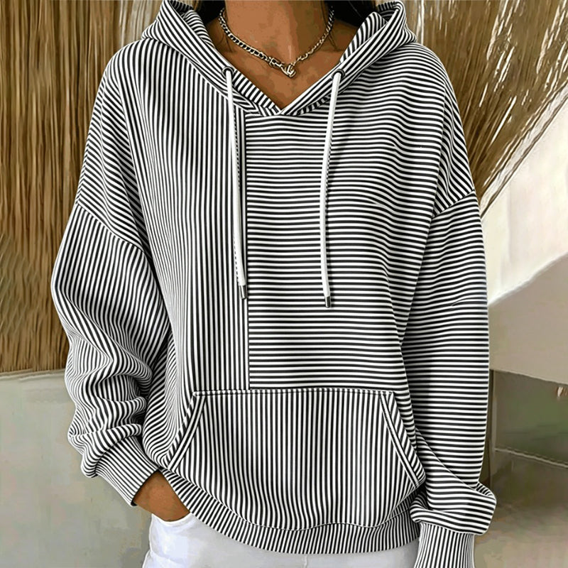 📢📢50%Rabatt!!!🎉✨Gestreefter Patchwork-Hoodie für Damen