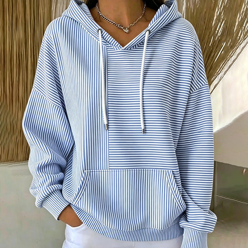 📢📢50%Rabatt!!!🎉✨Gestreefter Patchwork-Hoodie für Damen