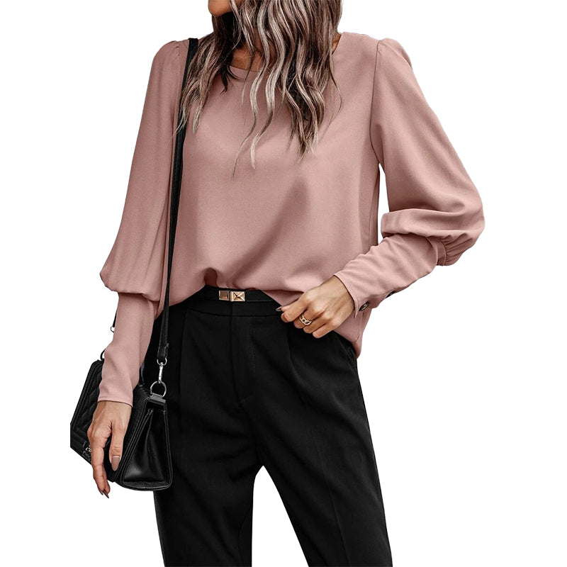 📢📢50% Rabatt!!! 🎉✨ Damen Freizeitbluse – einfarbig & mit langen Ärmeln