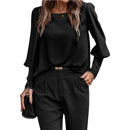 📢📢50% Rabatt!!! 🎉✨ Damen Freizeitbluse – einfarbig & mit langen Ärmeln