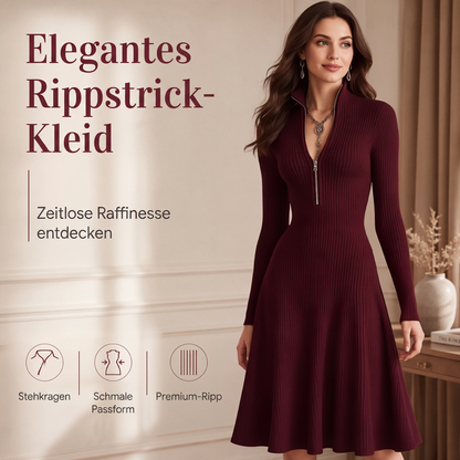 📢📢50% Rabatt!!! 🎉✨ Damen Geripptes Slim-Fit Kleid mit halbem Reißverschluss