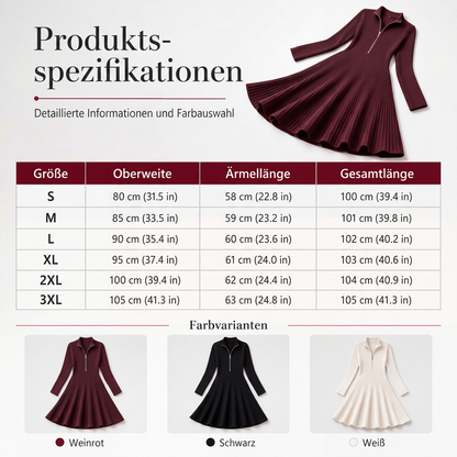 📢📢50% Rabatt!!! 🎉✨ Damen Geripptes Slim-Fit Kleid mit halbem Reißverschluss
