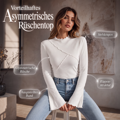 📢📢50% Rabatt!!! 🎉✨ Schmeichelndes asymmetrisches Rüschenoberteil für Damen