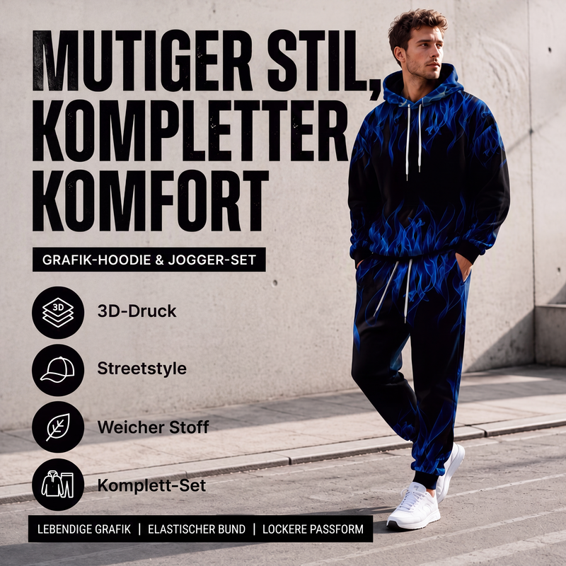 📢📢50% Rabatt!!! 🎉✨ Bedrucktes Hoodie- & Jogginghosen-Set für Herren