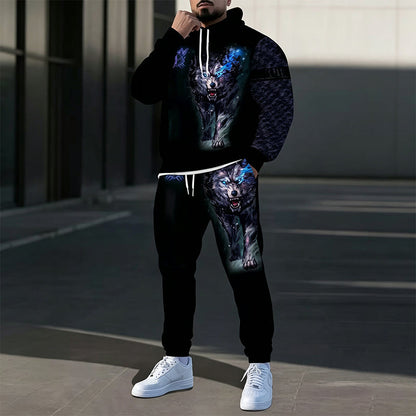 📢📢50% Rabatt!!! 🎉✨ Bedrucktes Hoodie- & Jogginghosen-Set für Herren