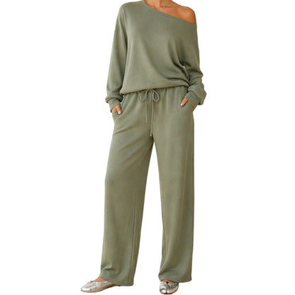 📢📢50% Rabatt!!! 🎉✨ Damen-Set aus schulterfreiem Oberteil & weiten Hosen