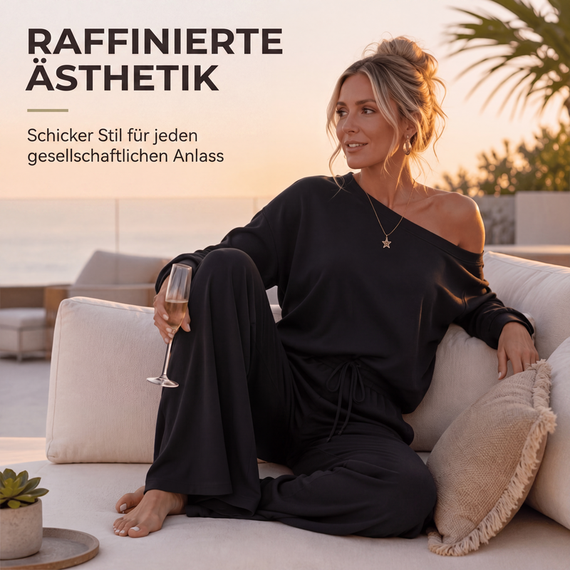 📢📢50% Rabatt!!! 🎉✨ Damen-Set aus schulterfreiem Oberteil & weiten Hosen